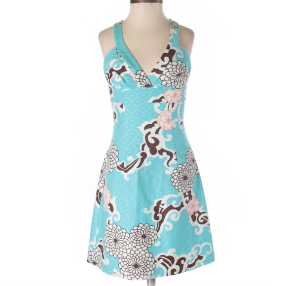 Trina Turk Dresses & Skirts - Trina Turk Blue and Brown Sheath Dress